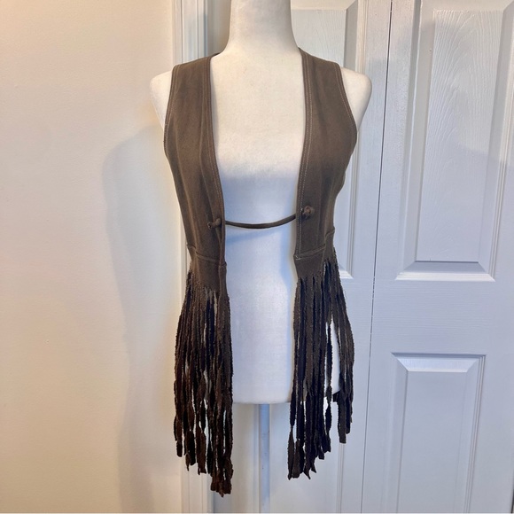 Vintage Fringe Brown Vest - Picture 3 of 10